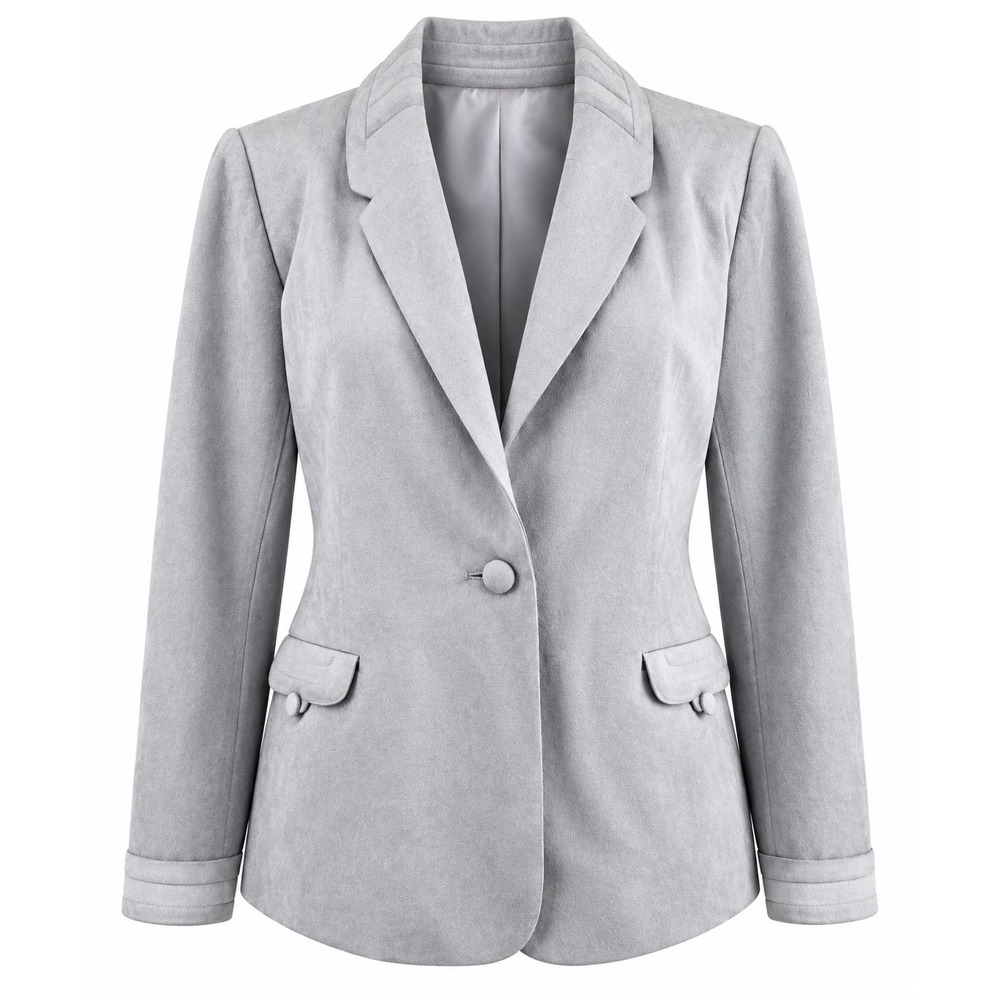 Vintage Ricky Bo Custom Made Gray Suede Blazer Women M Hilton Hong Kong Jacket